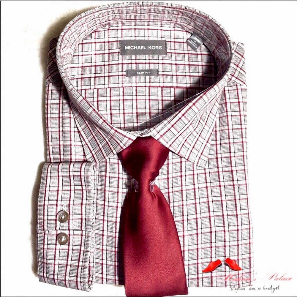 Michael Kors Slim Fit Long Sleeve Shirt & Tie
